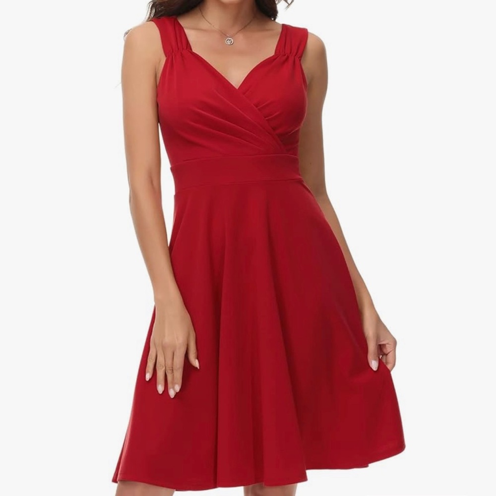 GRACE KARIN Sleeveless Wrap V-Neck A-line Bridesmaid Cocktail Party Dress - Picture 12 of 12
